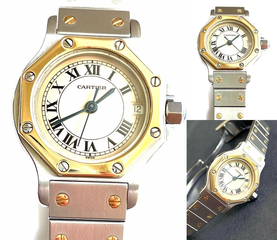 Cartier カルティエ Santos Octagon / サントス オクタゴン クォーツ QZ ホワイトローマン K18YG x SS
