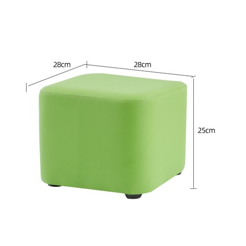スツール ロータイプ 高さ25cm ミドリ キイロ 緑 黄色 正方形 四角 椅子 スクエア レザースツール ファッションソファスツール コーヒーテーブル 無垢材 ホーム 小さなスツール ロースツール レザースツール