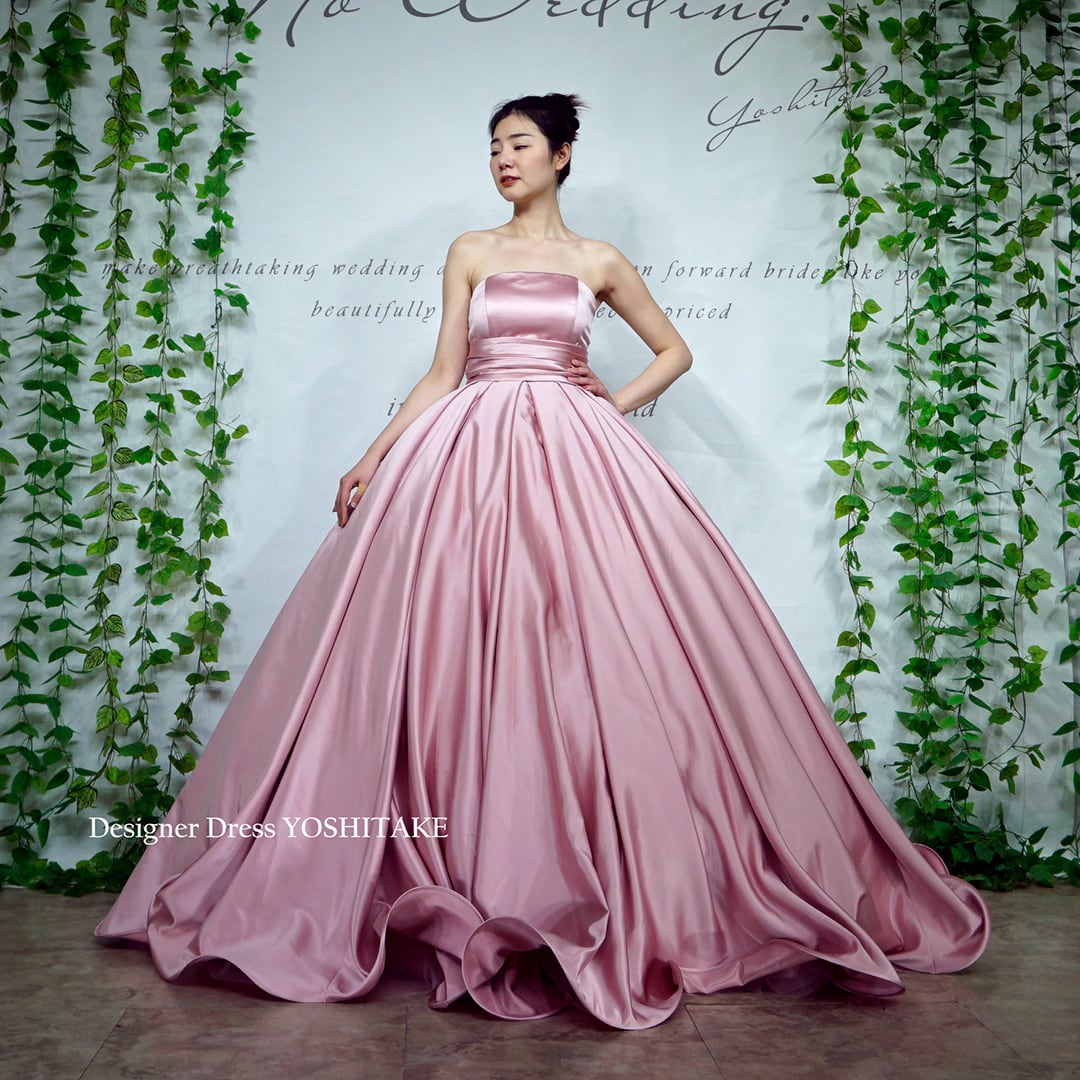 オーダー制作】ウエディングドレス(無料パニエ) 人気♪くすみピンクの  