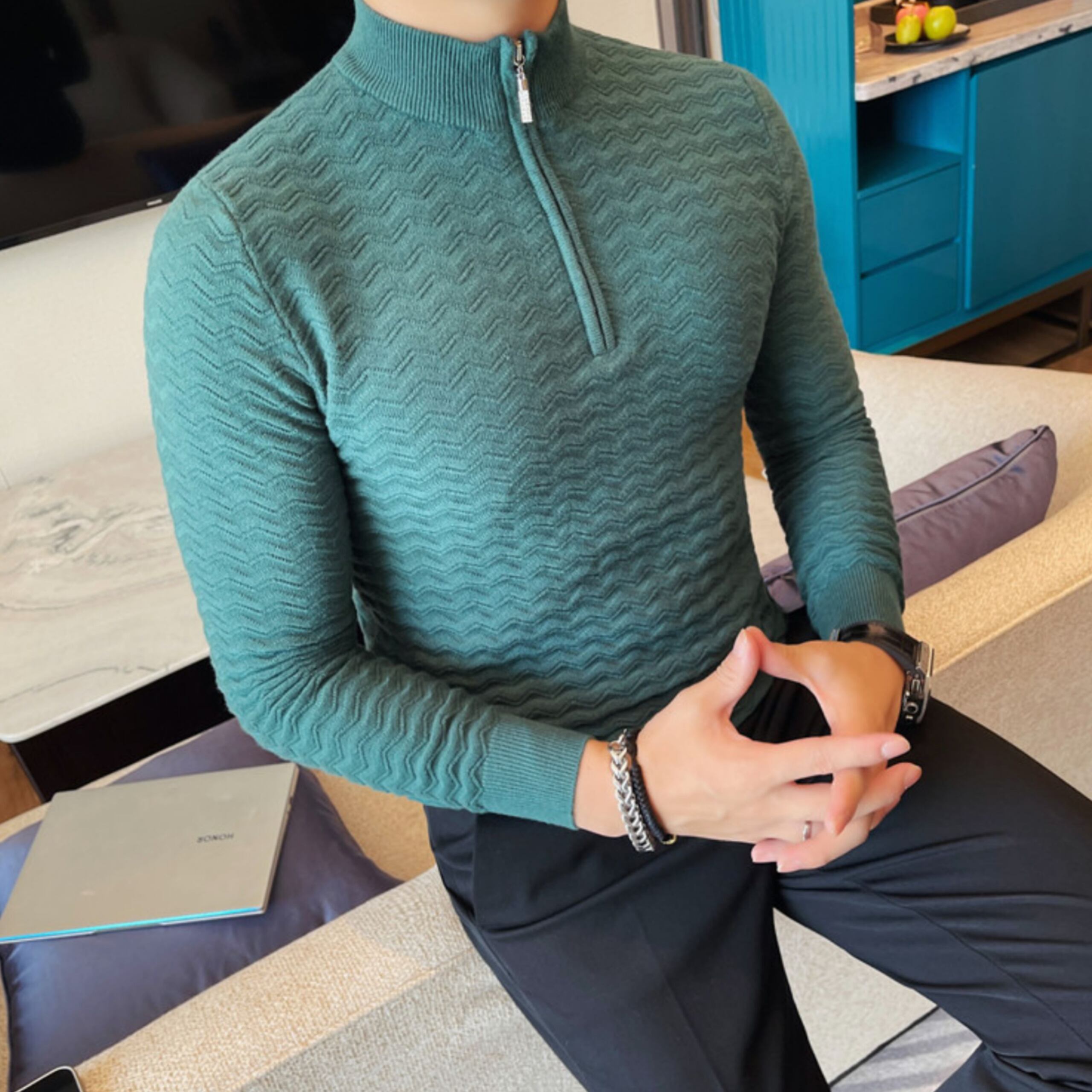 エレガントリッチジップアップニット(4color) M0885