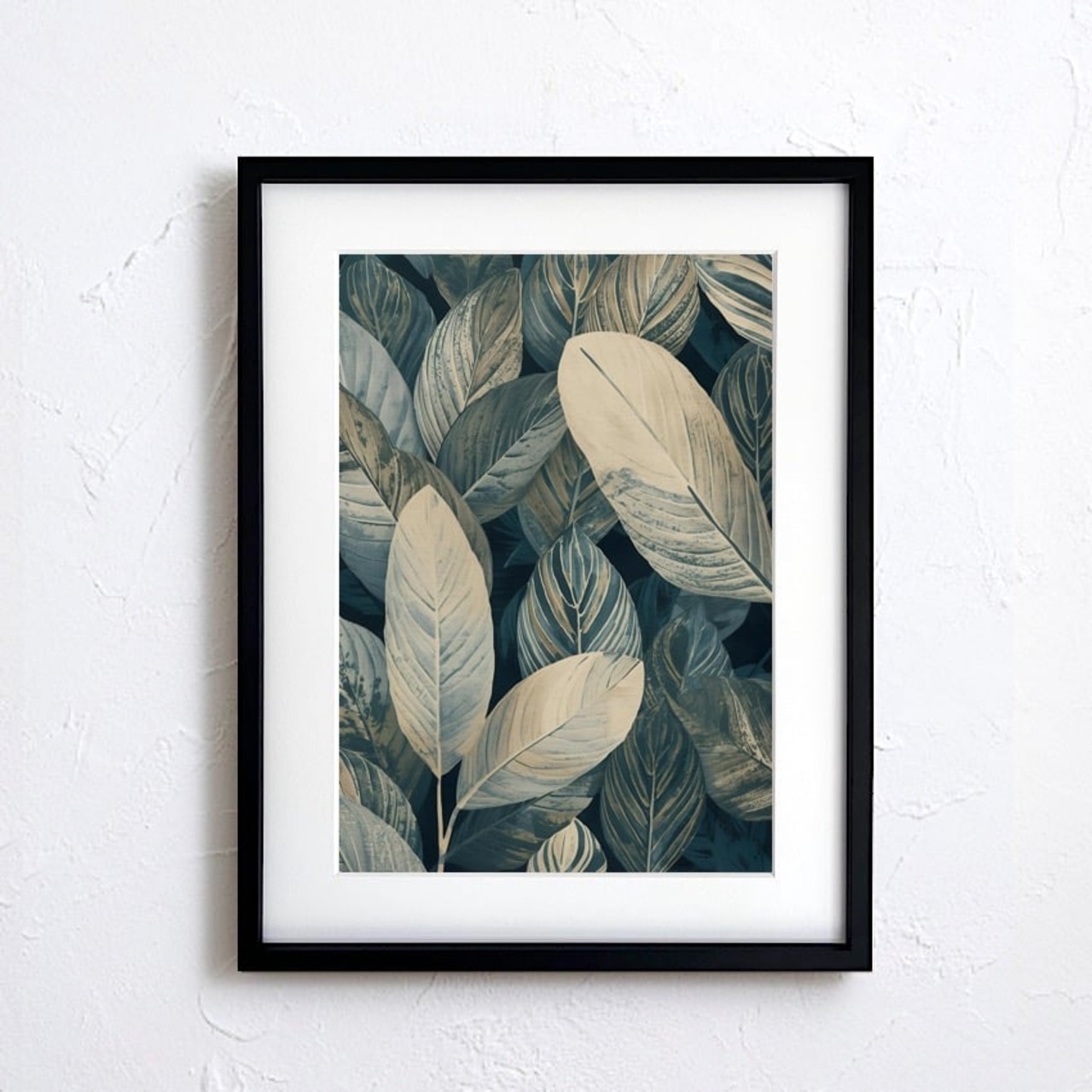 Whispering Leaves｜静寂と自然が調和するボタニカルアートポスター｜穏やかな葉の色彩が空間に癒しと上質な落ち着きを添えるインテリアA3ポスター