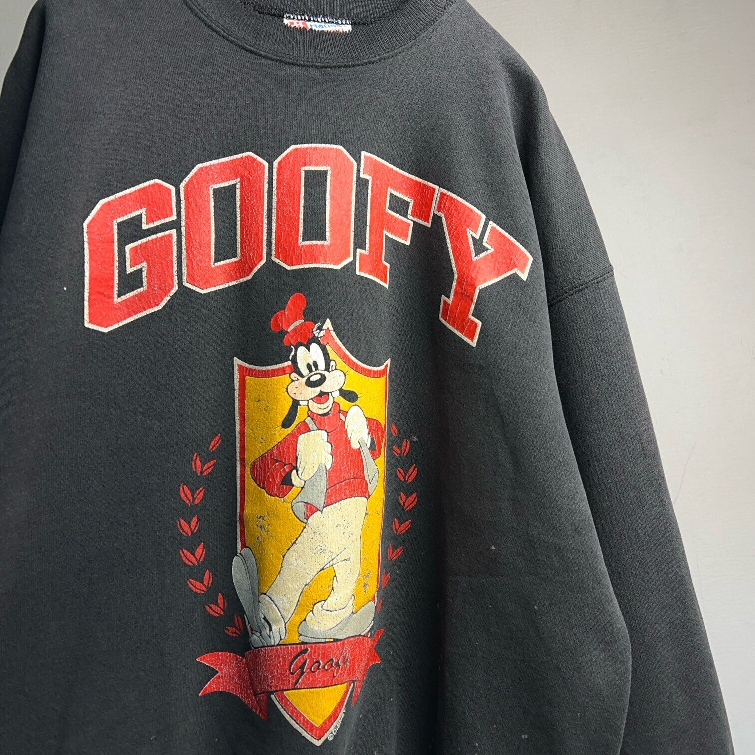 90's GOOFY Sweatshirt FadeBlack Disney 90年代 グーフィー