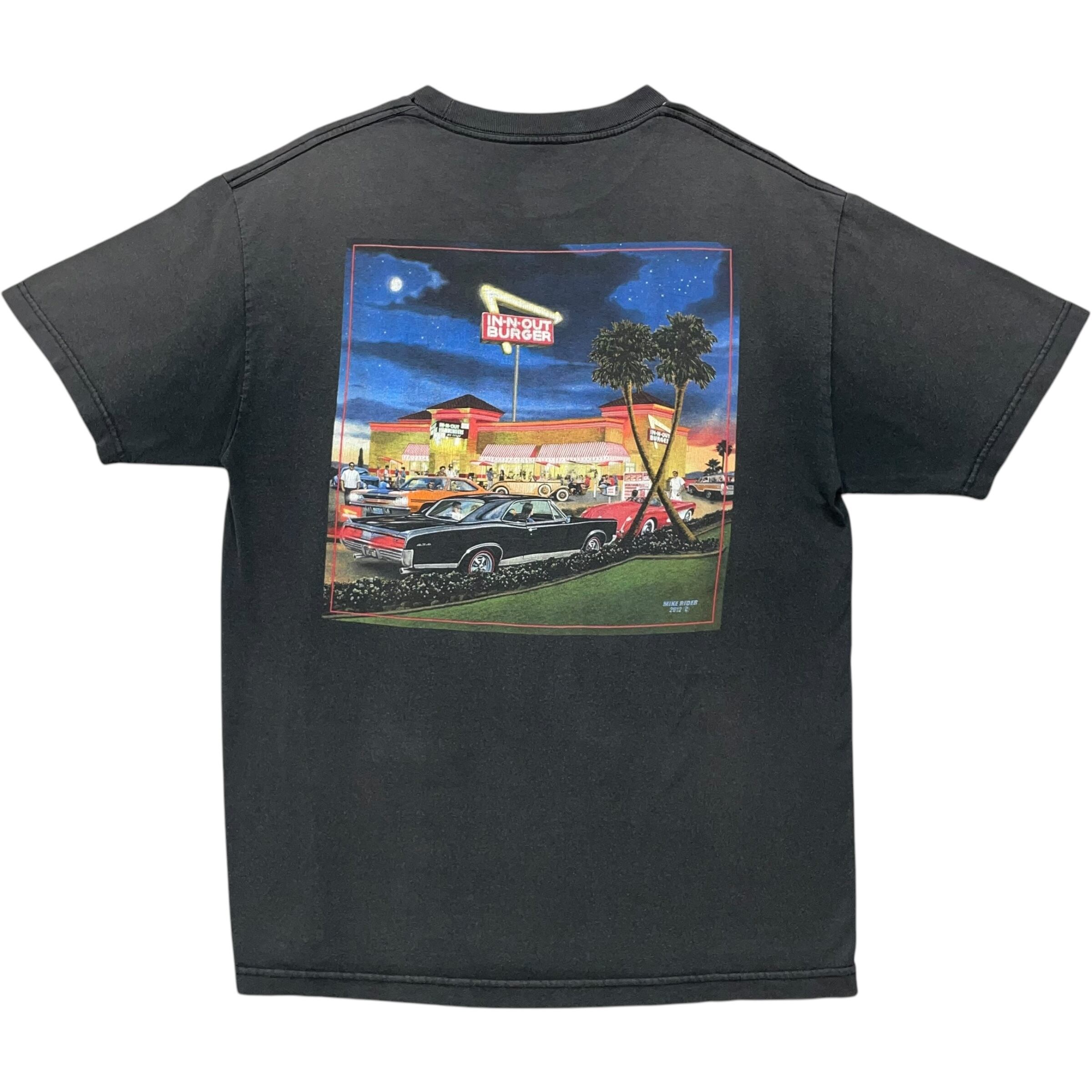 《L》 IN-N-OUT BURGER インアンドアウトバーガー Tシャツ 両面プリント フェード ブラック no.6656