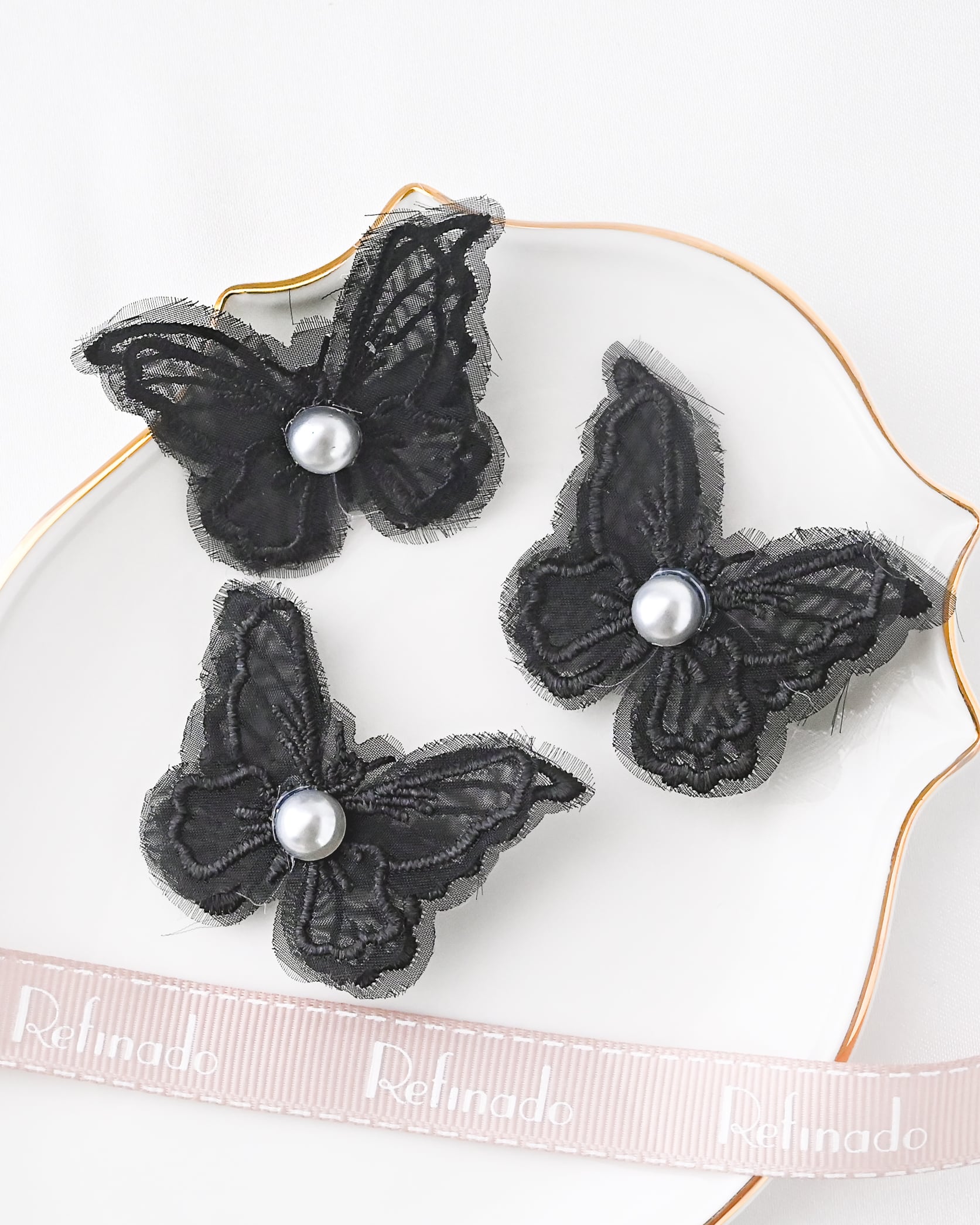 バタフライヘアクリップ3個セットブラック【AH2404-09B