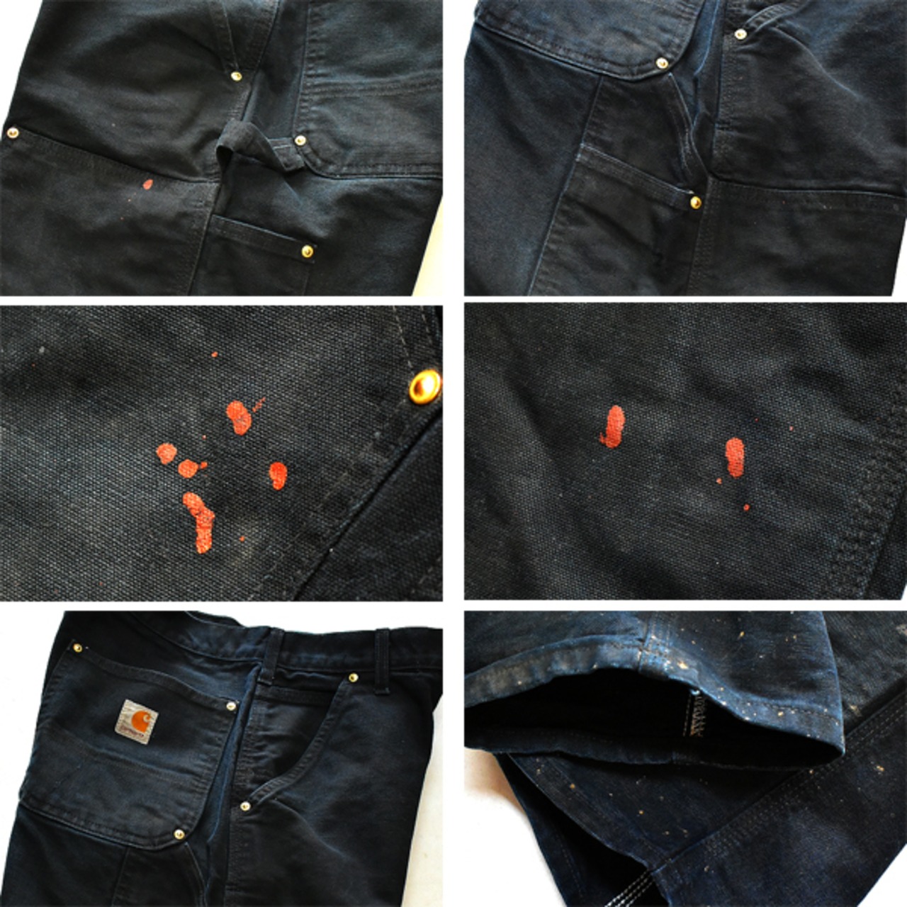 1点物◇USA製125周年カーハート黒ダブルニーペインターパンツ古着  