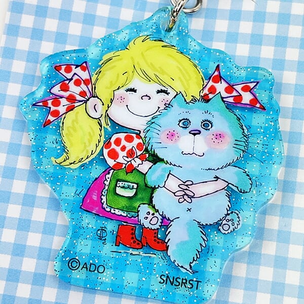 水森亜土 ラメ入りアクリルキーホルダー(ブルー) 亜土ちゃん