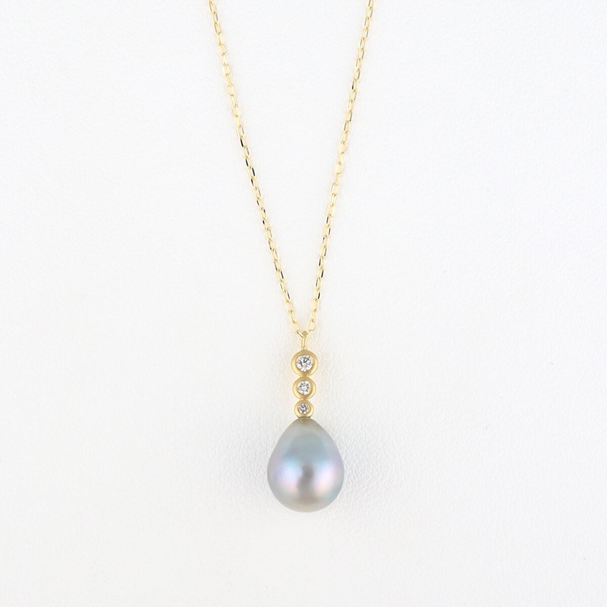 Keshi pearl & diamond necklace（black）