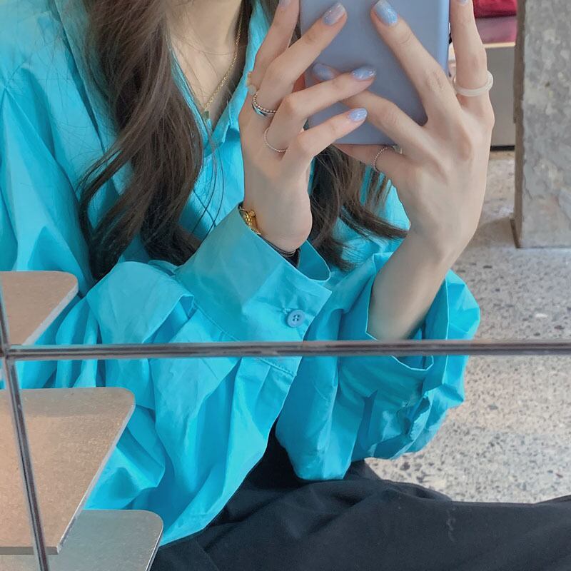 MumuIns 】 夏新作エメラルドグリーンシャツ A0258 | MumuIns