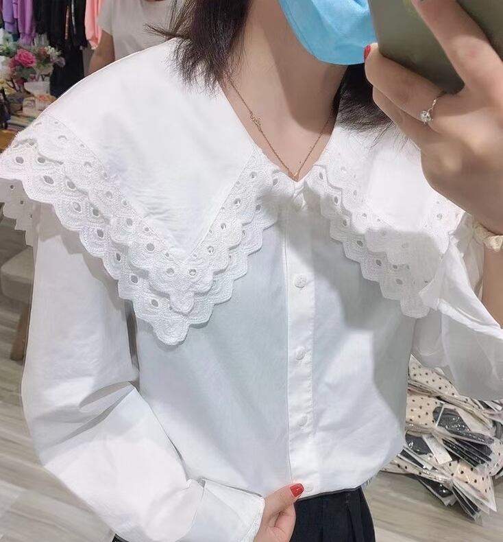 スカラップレース衿ブラウス　AJ1079-7005