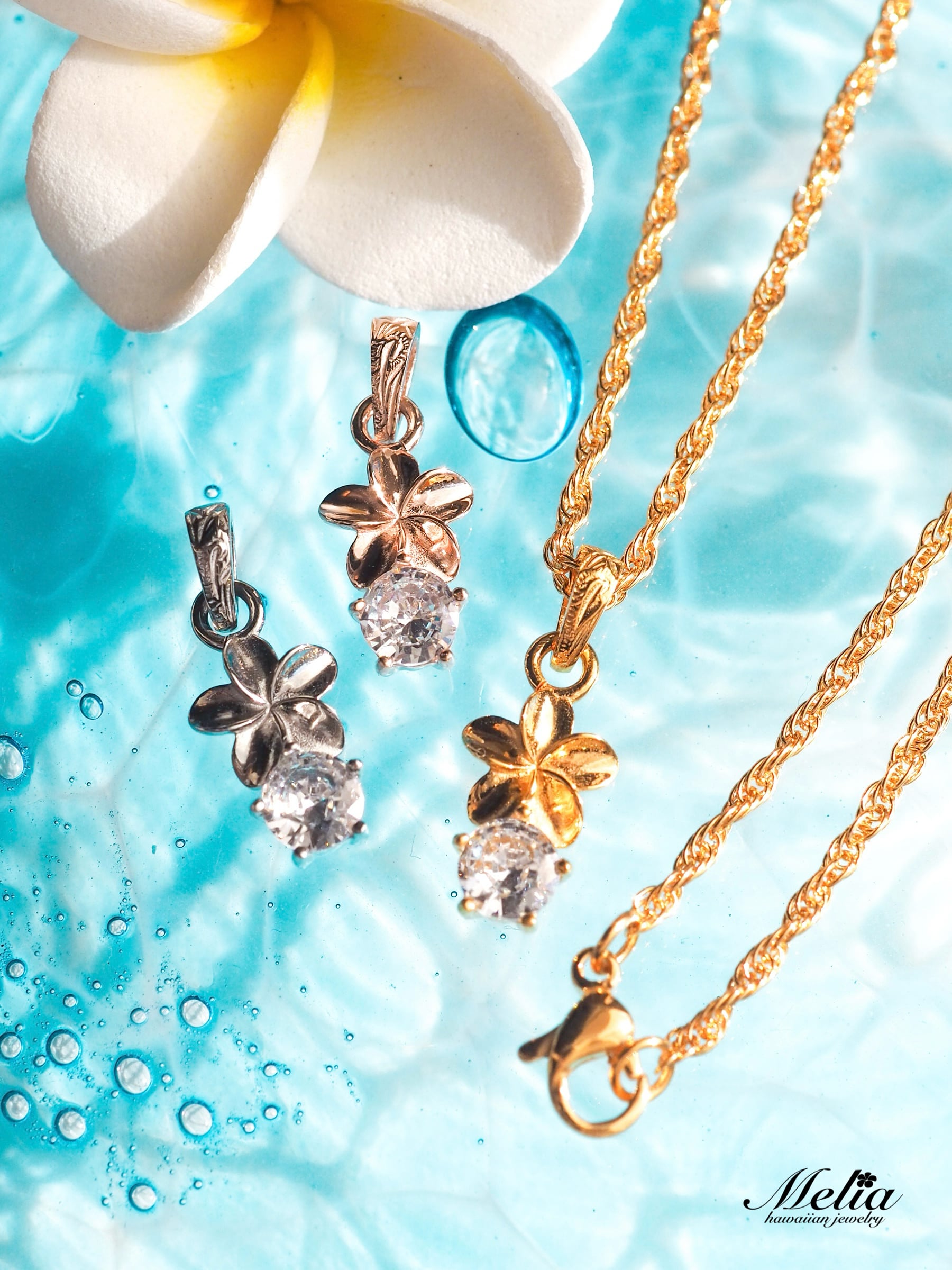Pua zirconia necklace | Melia hawaiian jewelry