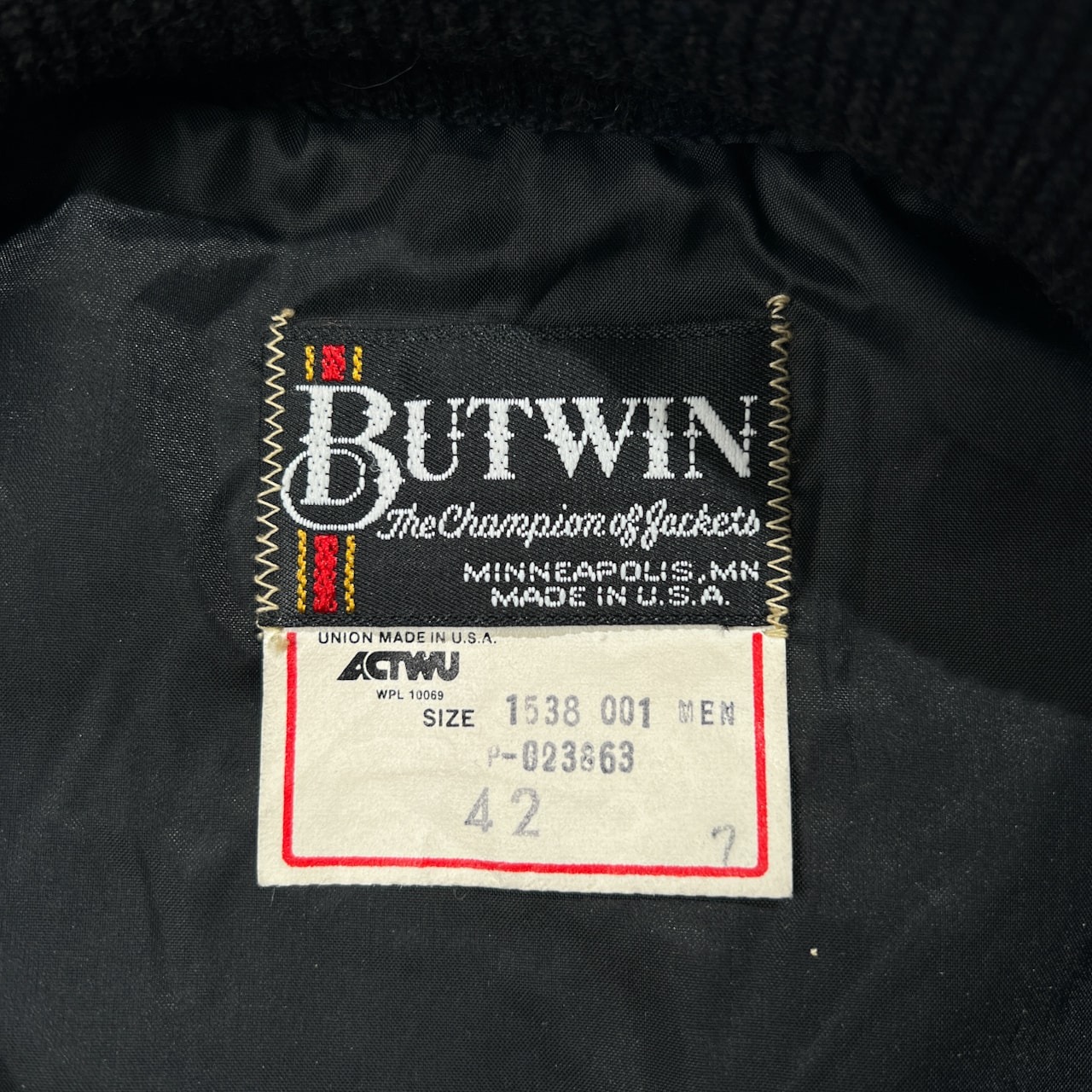 80s BUTWIN バトウィン オールレザー ビンテージ スタジャン バーシティジャケット サイズ 42 /オールブラック/オールド