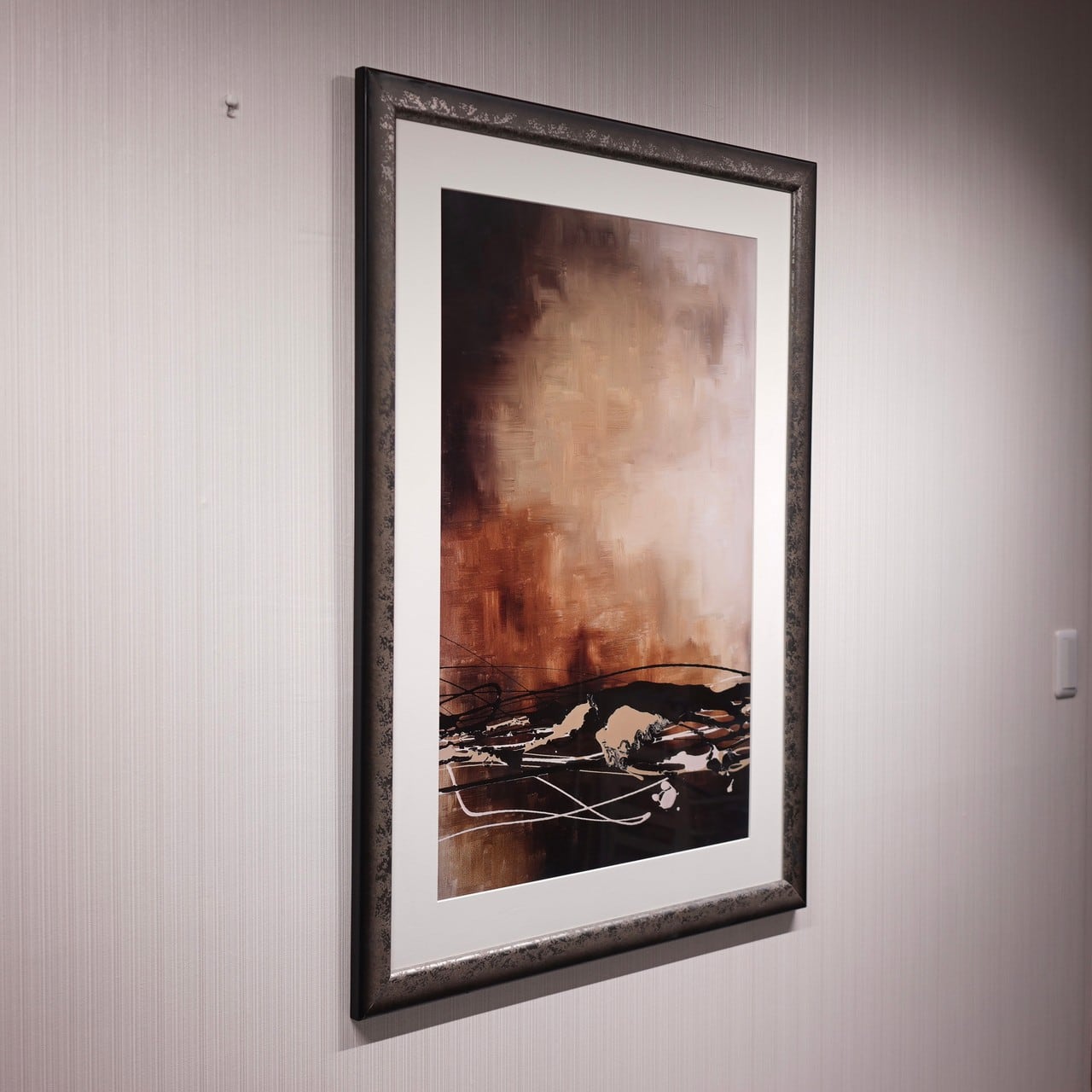 大型 抽象画 油絵 モダン アート 新品 ナチュラル ベージュ