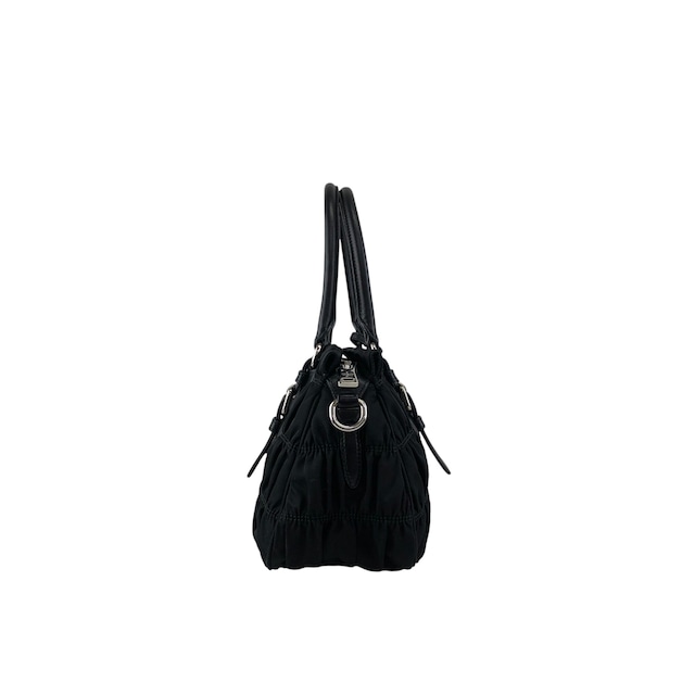 PRADA プラダ ショルダーバッグ ブラック トライアングルロゴ ナイロン ギャザー 2WAY vintage ヴィンテージ オールド kcds2w