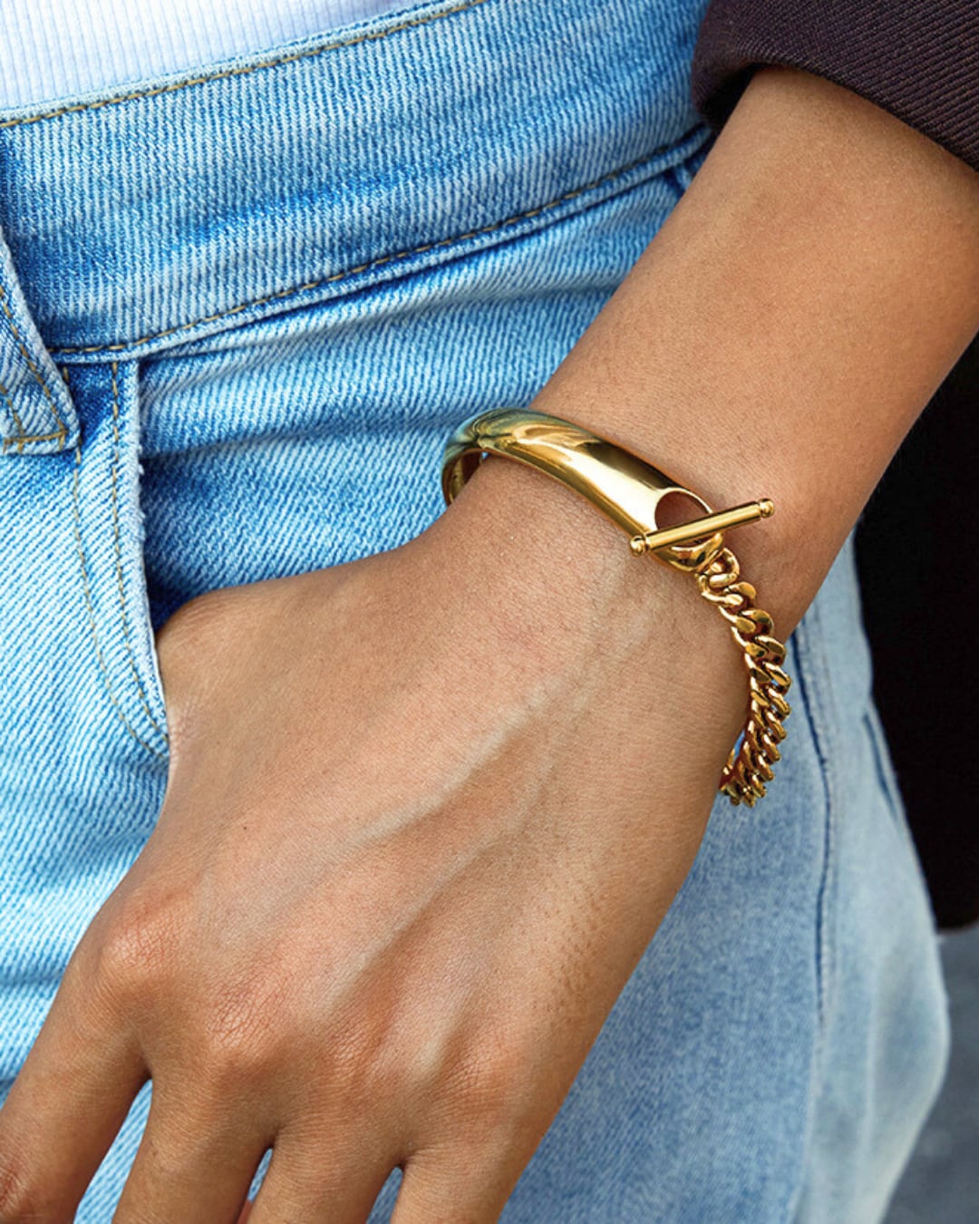 316L T-Bar Curve Chain Bracelet