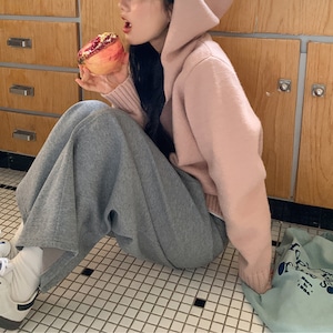 zip-up hooded knit cardigan J00060