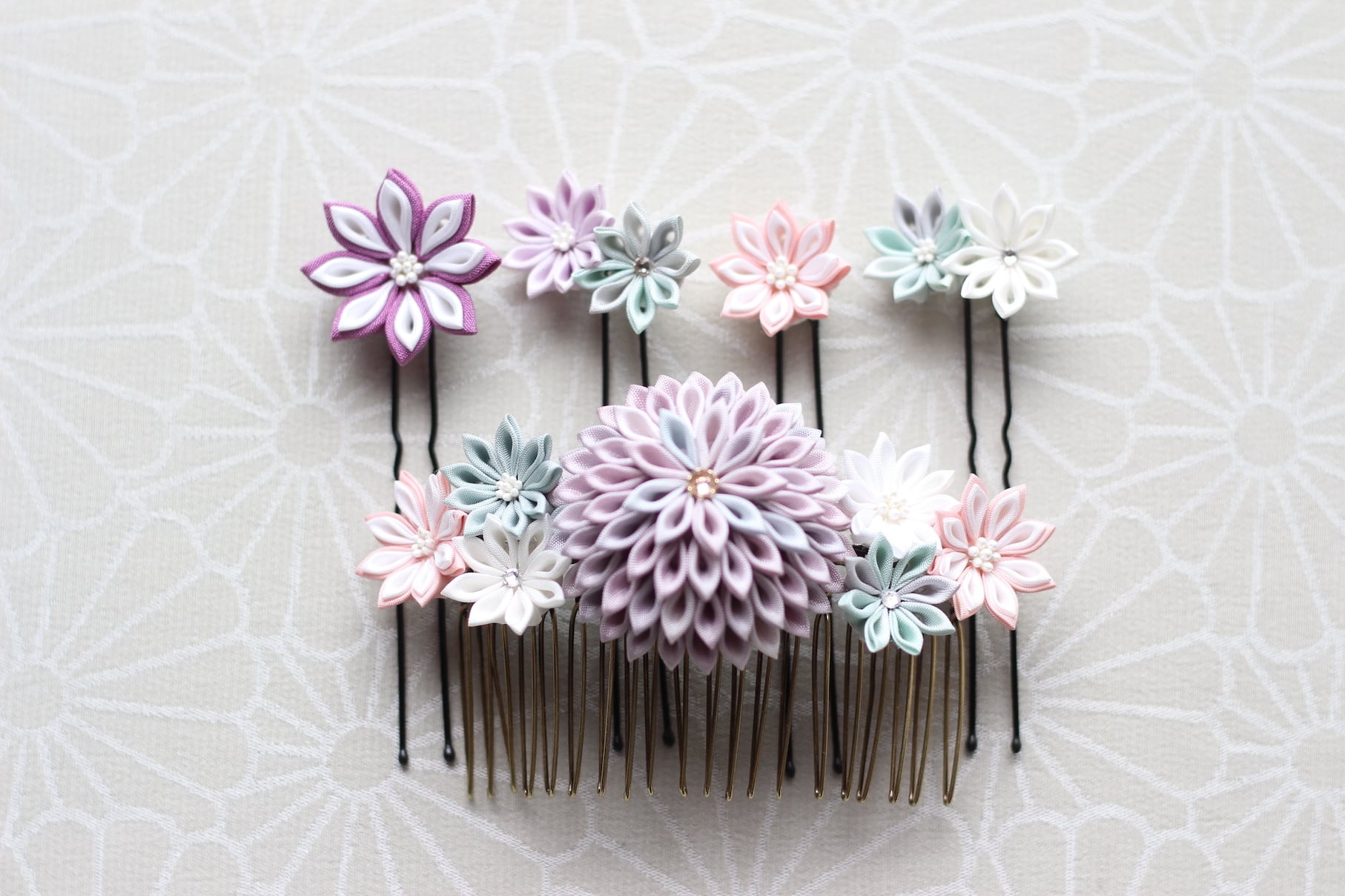 つまみ細工 コームとUピンのセット