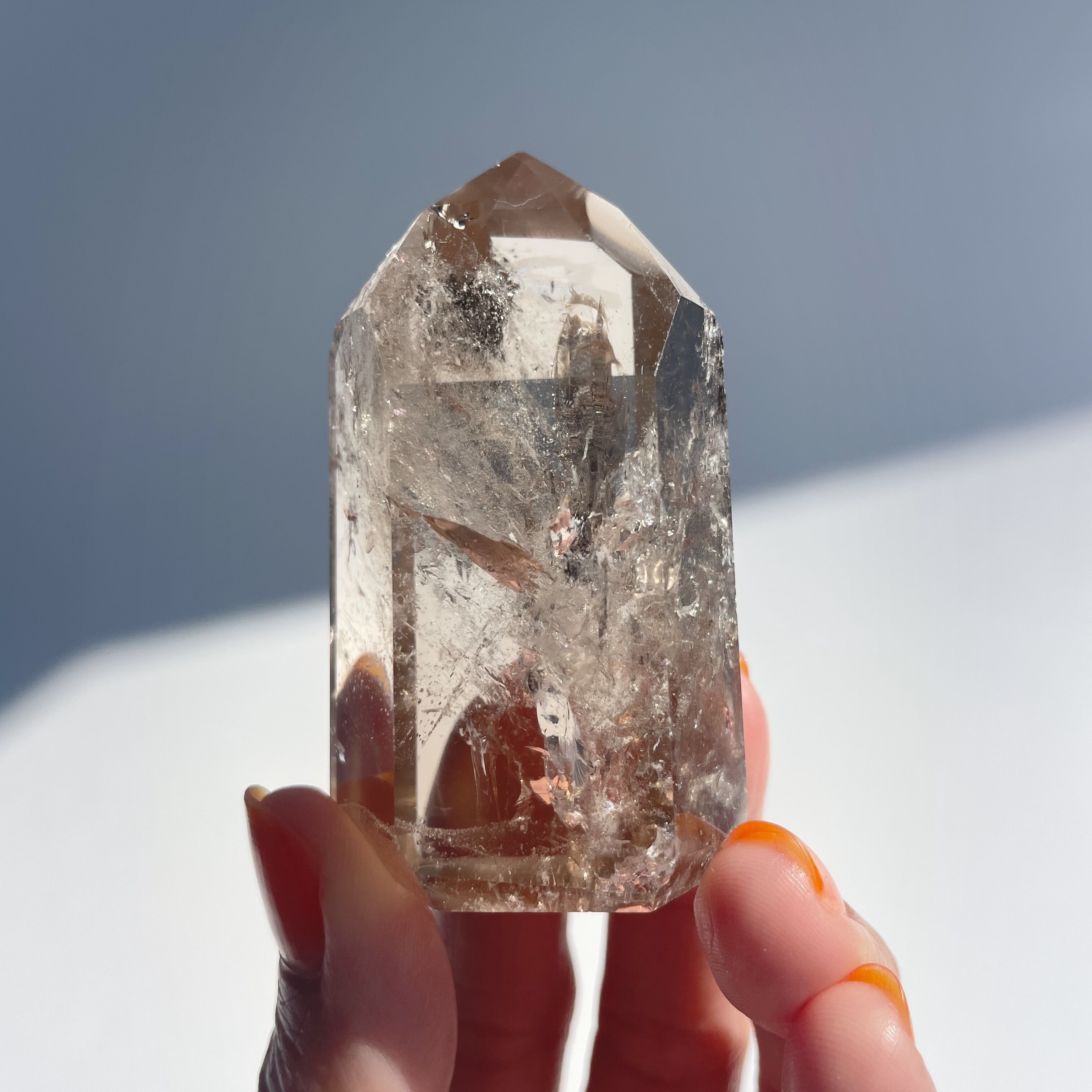 虹入り◎スモーキークォーツ タワー23◇Smoky quartz Tower◇天然石