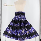 フラダンス 衣装 パウスカート ブラック系 パープル系 シングル モンステラ柄 ハイビスカス柄 葉っぱ柄 花柄 かわいい 華やか 鮮やか 大人 ハワイアン アロハ ハワイアンプリント フラ ダンス レッスン 練習 おしゃれ カジュアル