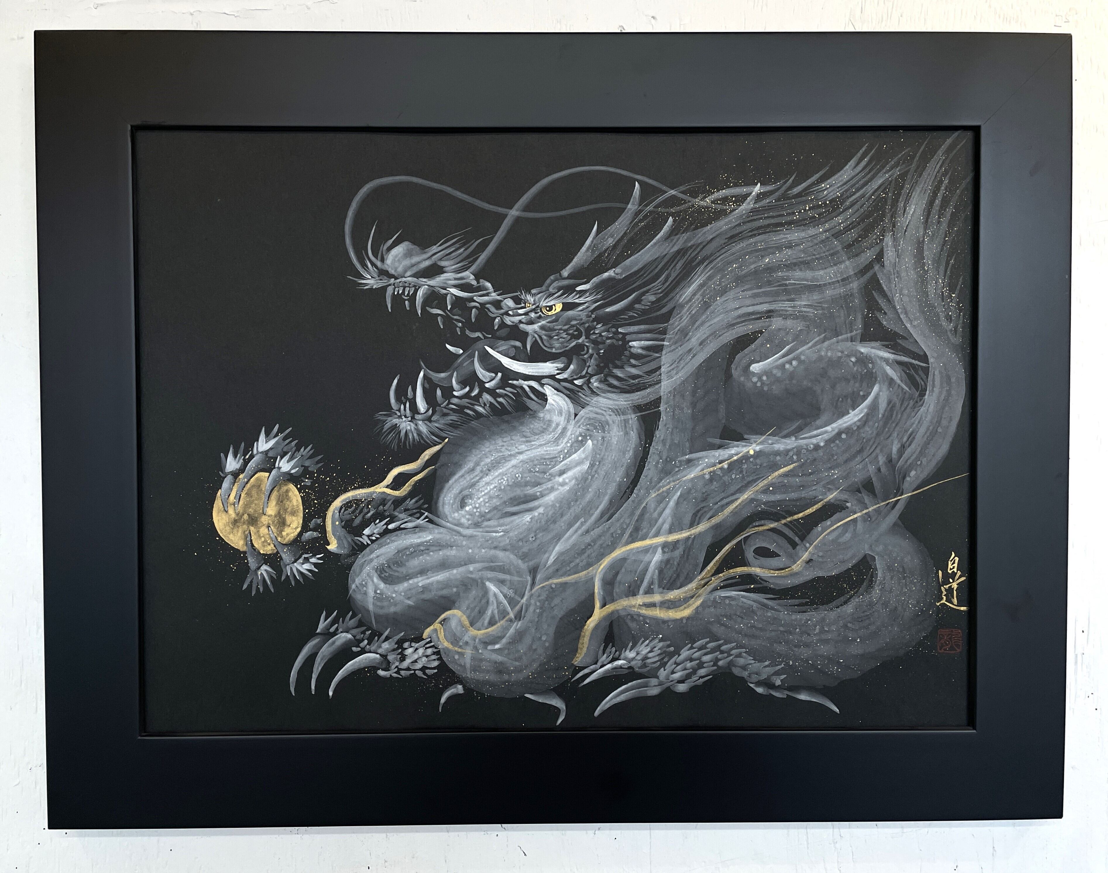 現代水墨画家 絵師白道 「白鳳凰」 直筆作品 証明書カード付 鳥 鳳凰