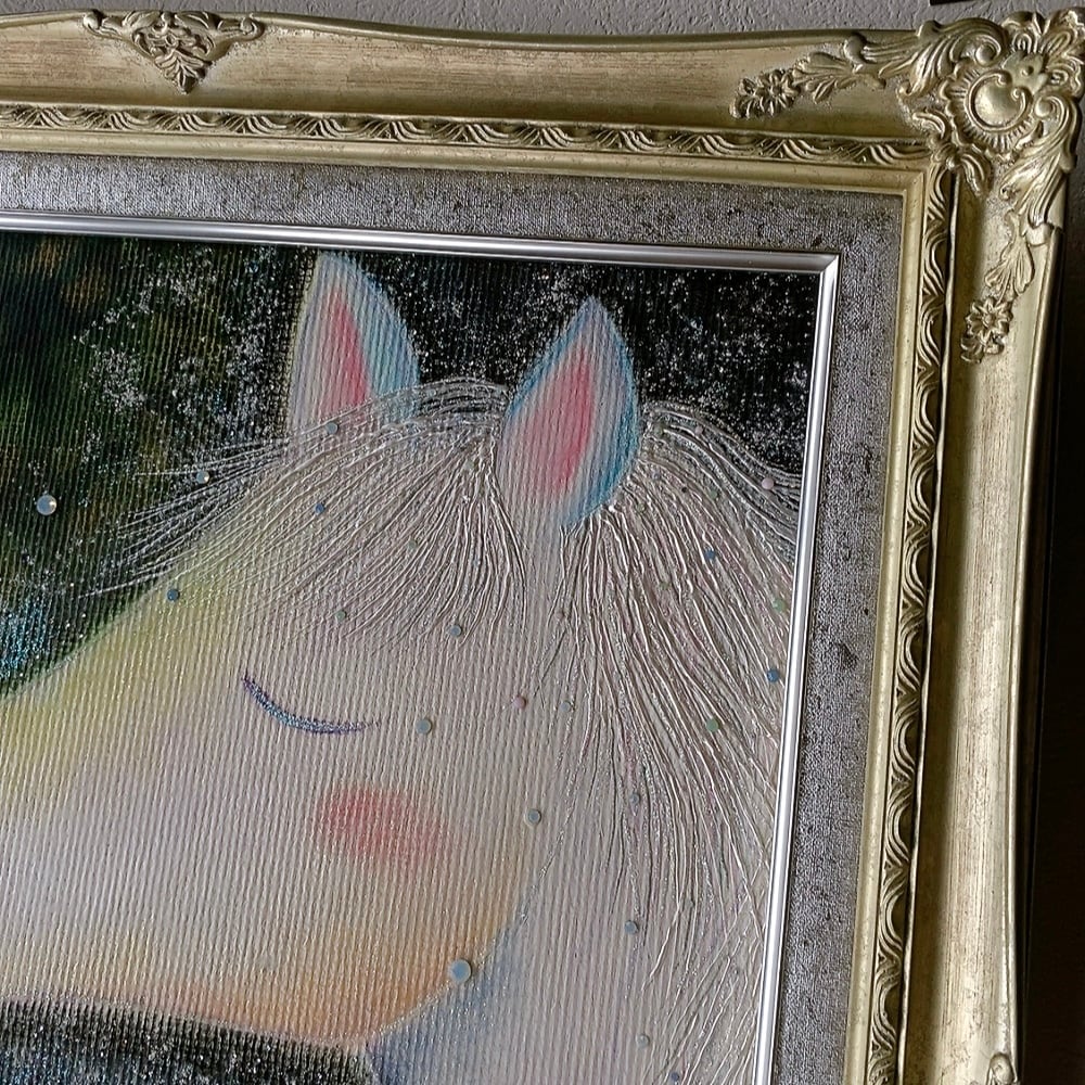 一点物原画》馬の絵【幸運を運ぶ白馬】ヒーリングアート エネルギーの