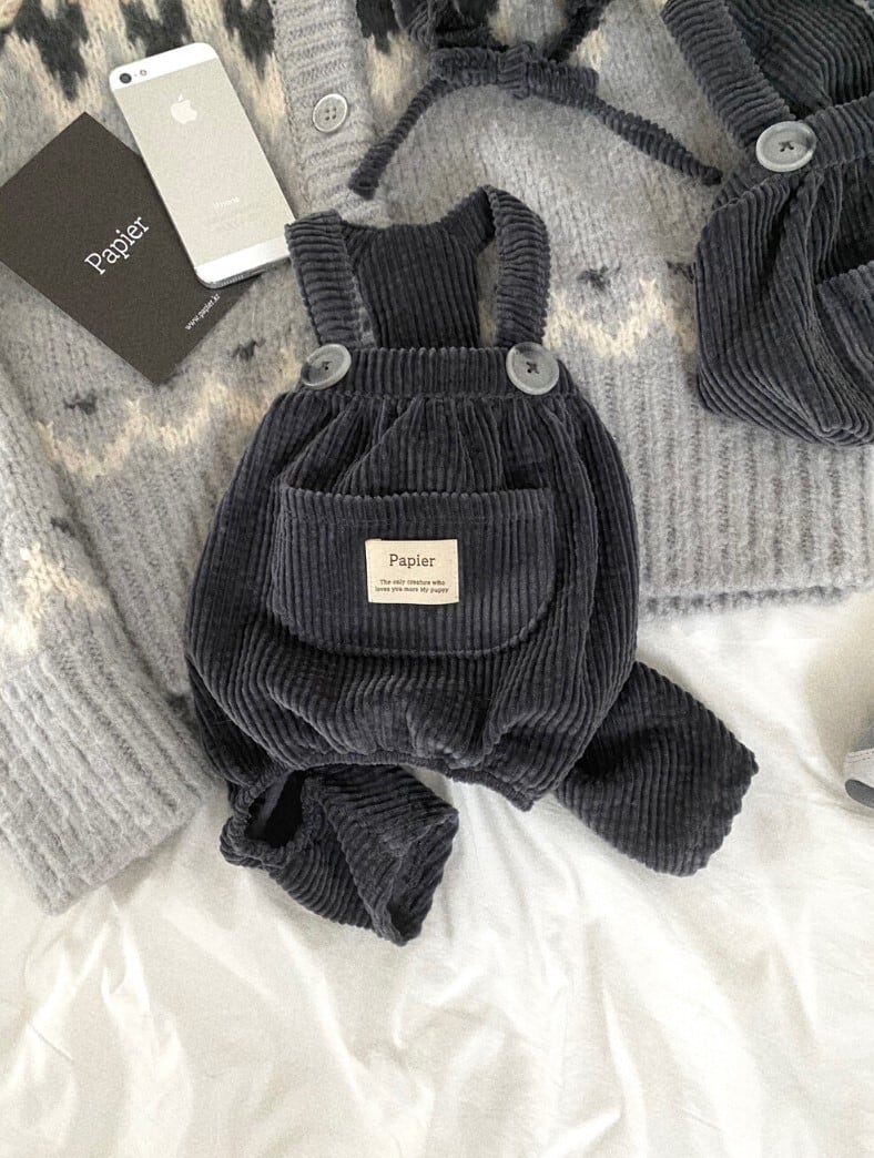 M/即納【papier】Corduroy All-in-One (DarkGray)