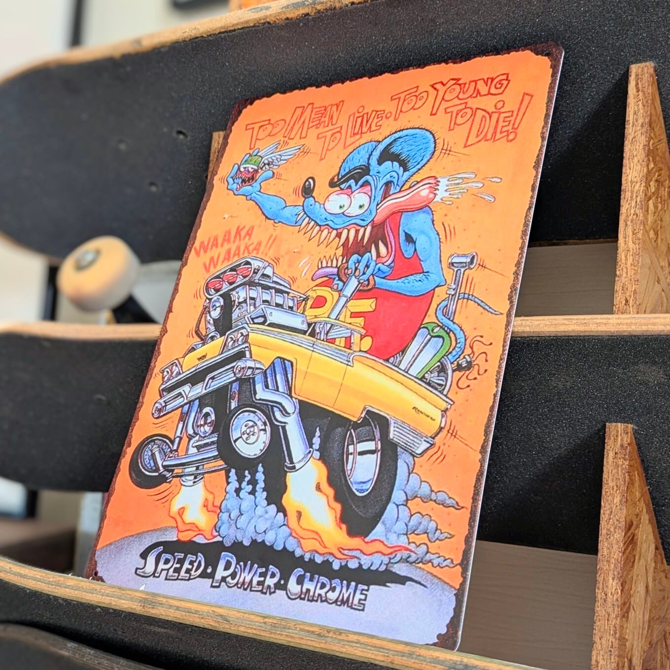 送料無料！ちょうどいいブリキ看板 【 RAT FINK ( ラットフィンク ) 】 METAL SIGN / メタルサイン / ブリキ看板 / サインボード / ビンテージ加工〚アメリカン雑貨 アメトイ〛