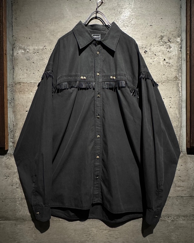 【Caka】“VERSACE JEANS COUTURE” Leather Fringe Decoration Vintage L/S Shirt