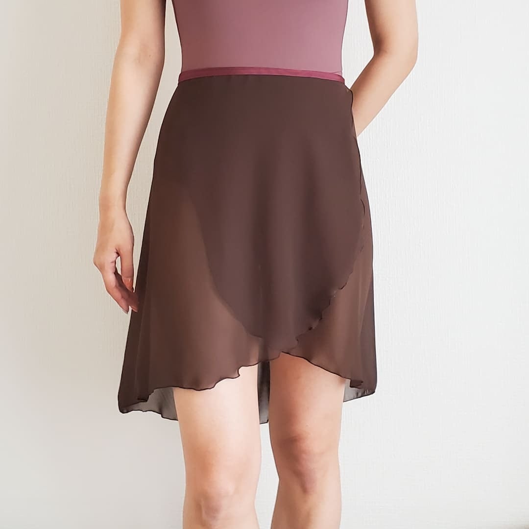 【limited】LONG wrap skirt【ダークチョコ×クランベリー】