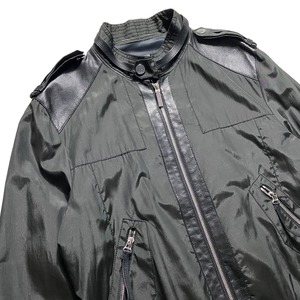 VERSACE leather switching nylon riders jacket