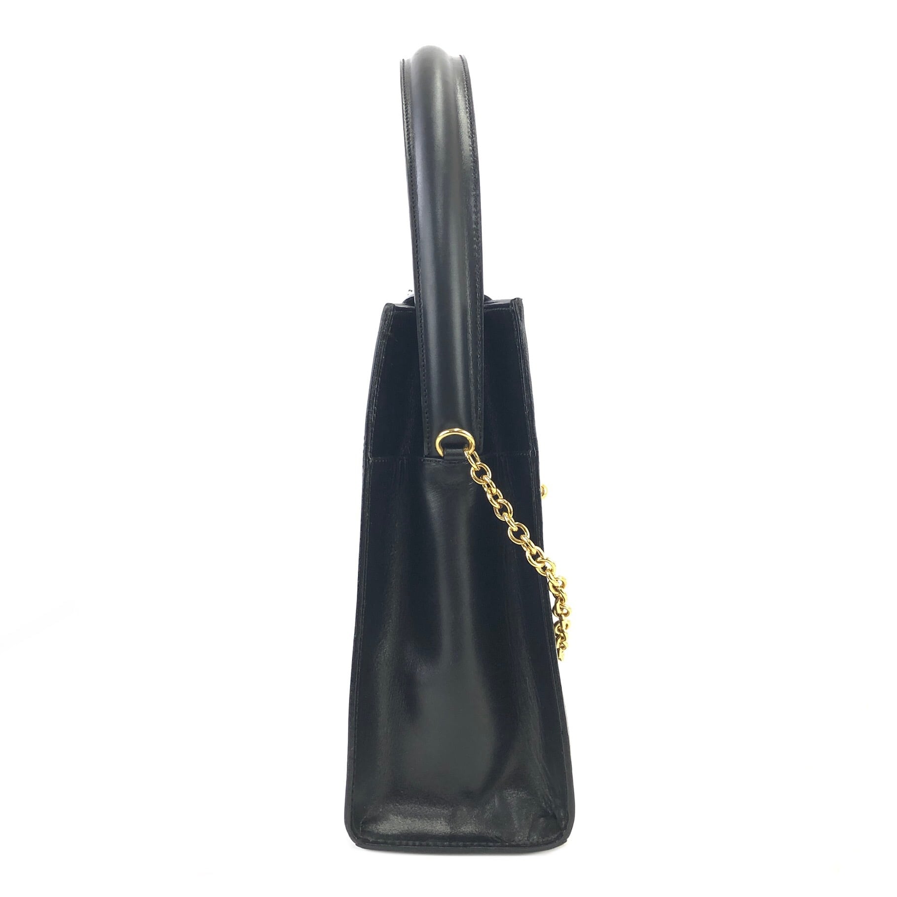 CELINE セリーヌ ガンチーニ 3連 チェーン レザー ハンドバッグ CELINE セリーヌ ガンチーニ 3連 チェーン レザー ハンドバッグ