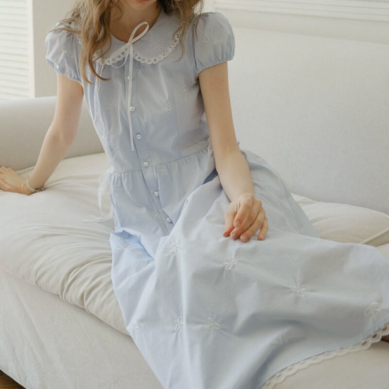 【dress】刺繍レースドッキングワンピース M32623