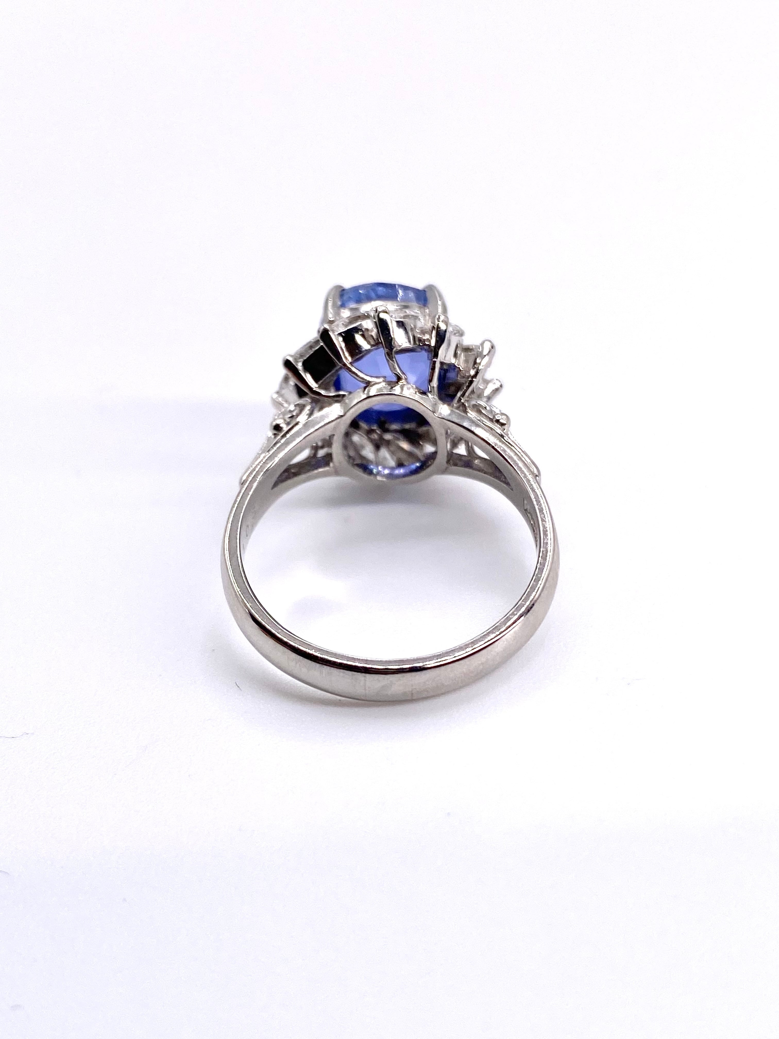 非加熱ブルーサファイア 6.149ct / ダイヤモンド 計1.05ct Pt900