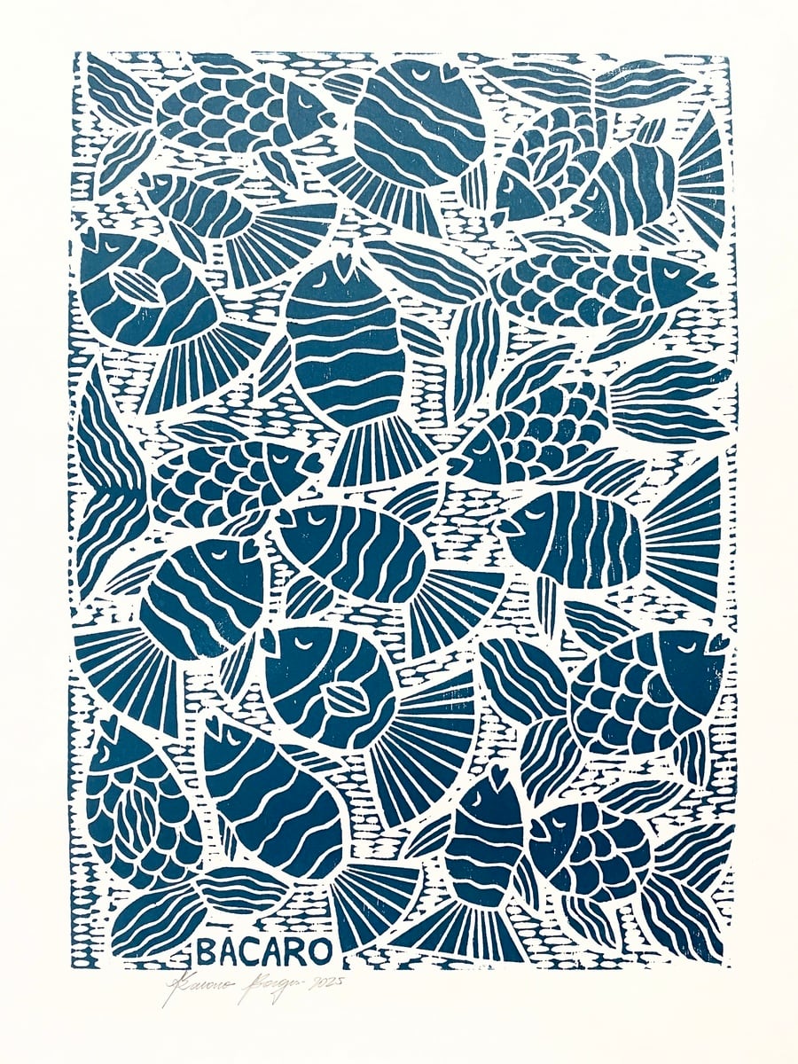 BACARO BORGES バカロ・ボルジェス 木版画 M【たくさんの魚】
