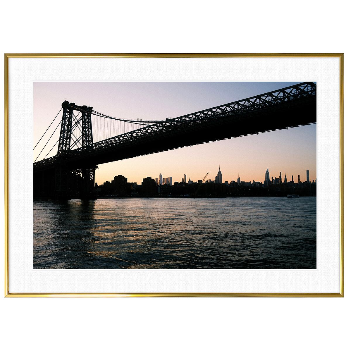 アメリカ写真 ニューヨーク 夕日に染まるブルックリンブリッジ