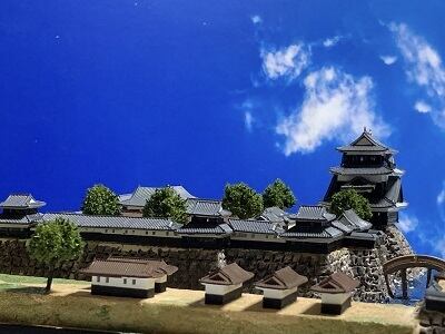 054完成品□大阪城 (昭和復興大阪城) 城コレ ケース付き サイズ(W113