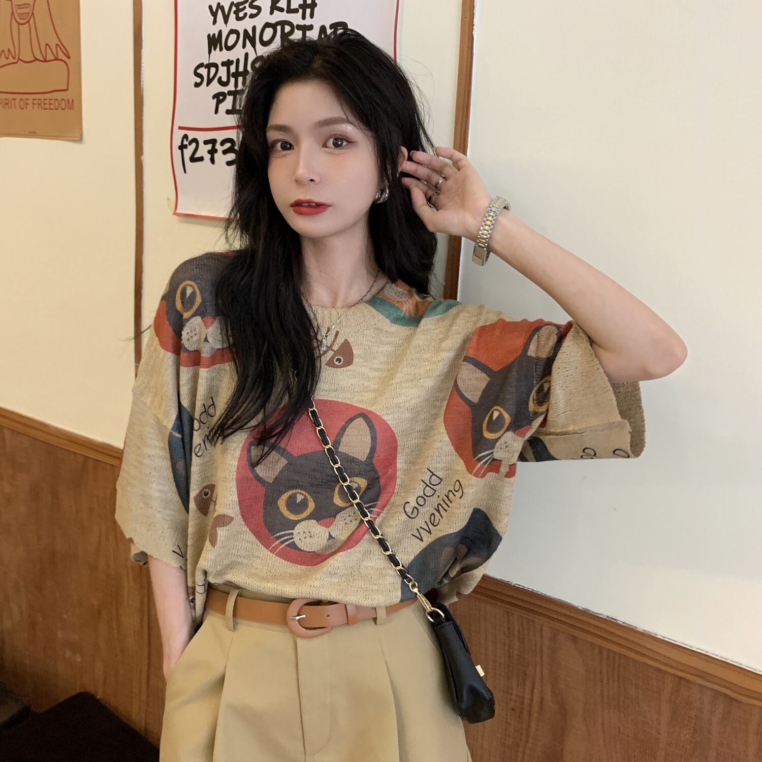 レディースサマースタイルニットシャツ ベルト ショーツ 夏物 ハーネス ブルマー シルク ドラファッションホール3518201220