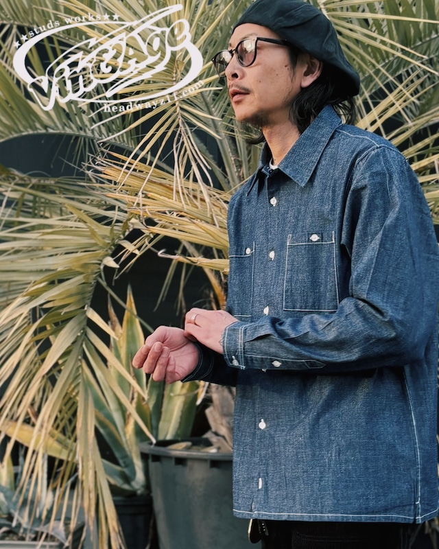 シャンブレーシャツ 開襟シャツ 長袖 ヴィンテージ風 メンズ Vin & Age ヴィンアンドエイジ TYPE VSL11 CHAMBRAY SHIRT