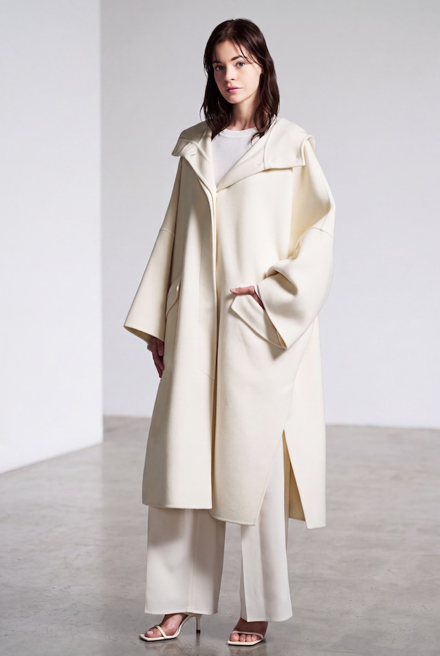 WOOL CASHMERE PEARL COAT BLACK