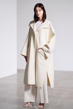 WOOL CASHMERE HOODED COAT WHITE
