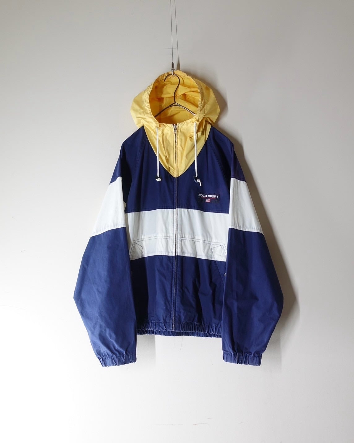 90s POLO SPORT cotton switching pattern hooded jacket | no bad