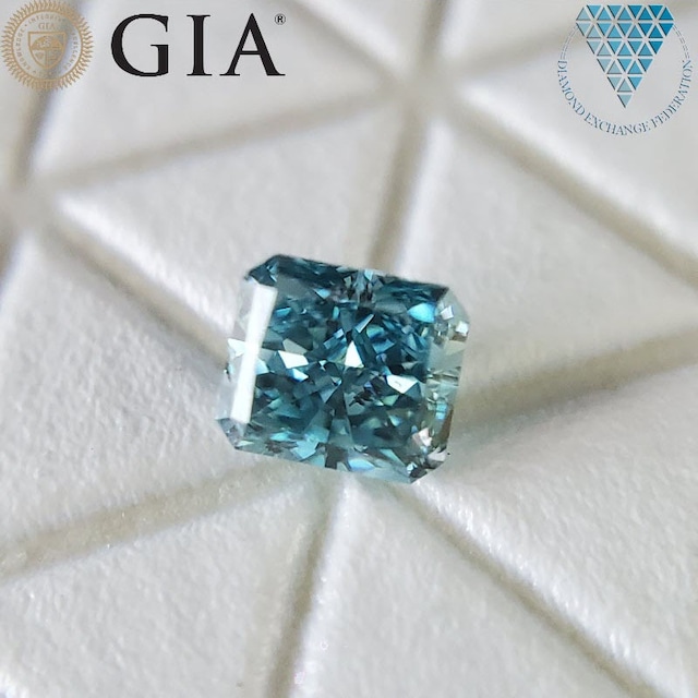 0.13 ct FANCY VIVID GREEN BLUE GIA  天然 グリーン ブルー ダイヤモンド ルース  クッション シェイプ