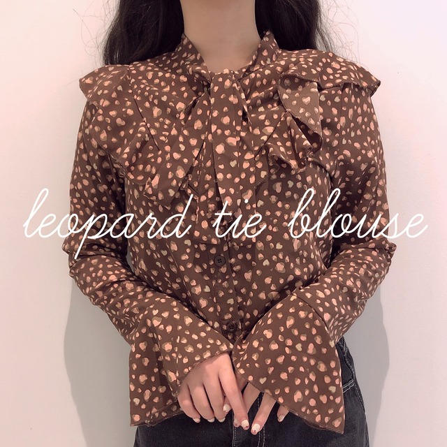 【即日発送】leopard tie blouse
