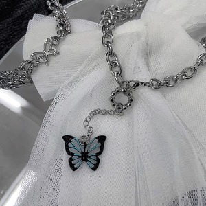 【予約】Butterfly double chain necklace