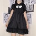 ✞ゴシックりぼんフリルシフォンワンピースドレスOP ストラップ スリーブ スウィート ✞ゴスロリ SM ミリ 甘ロリ クラロリ 和ロリ エレガント 黒ロリ 姫ロリ 華ロリ BB-BB8141307