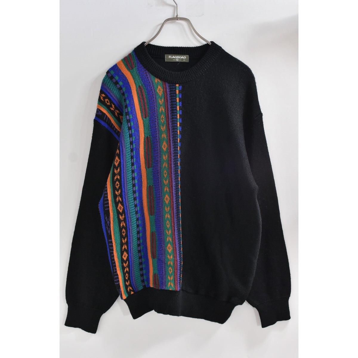 80~90s FLAGROAD 立体編み 切替デザイン プルオーバーニット 80~90s FLAGROAD 立体編み 切替デザイン プルオーバーニット