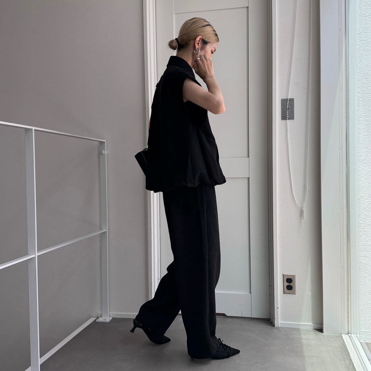 Wジップスウェードvest/ブラック