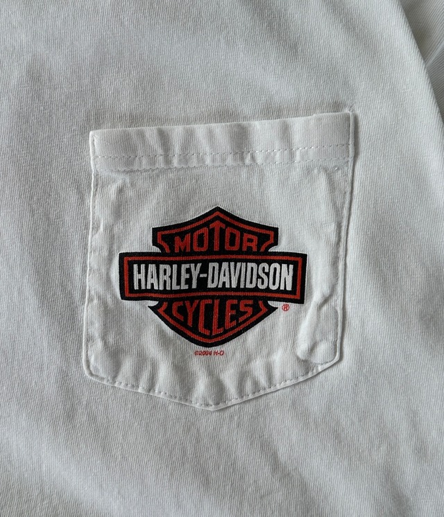-Harley Davidson White Long sleeve shirt fire flame