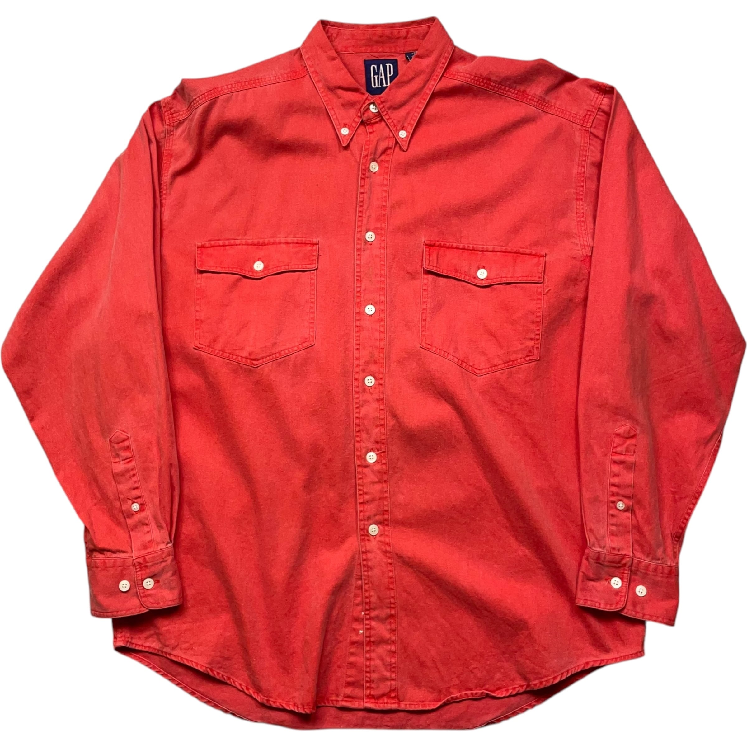 《L》OLD GAP オールドギャップ 長袖シャツ 両ポケット ボタンダウン 90年代 vintage no.6140