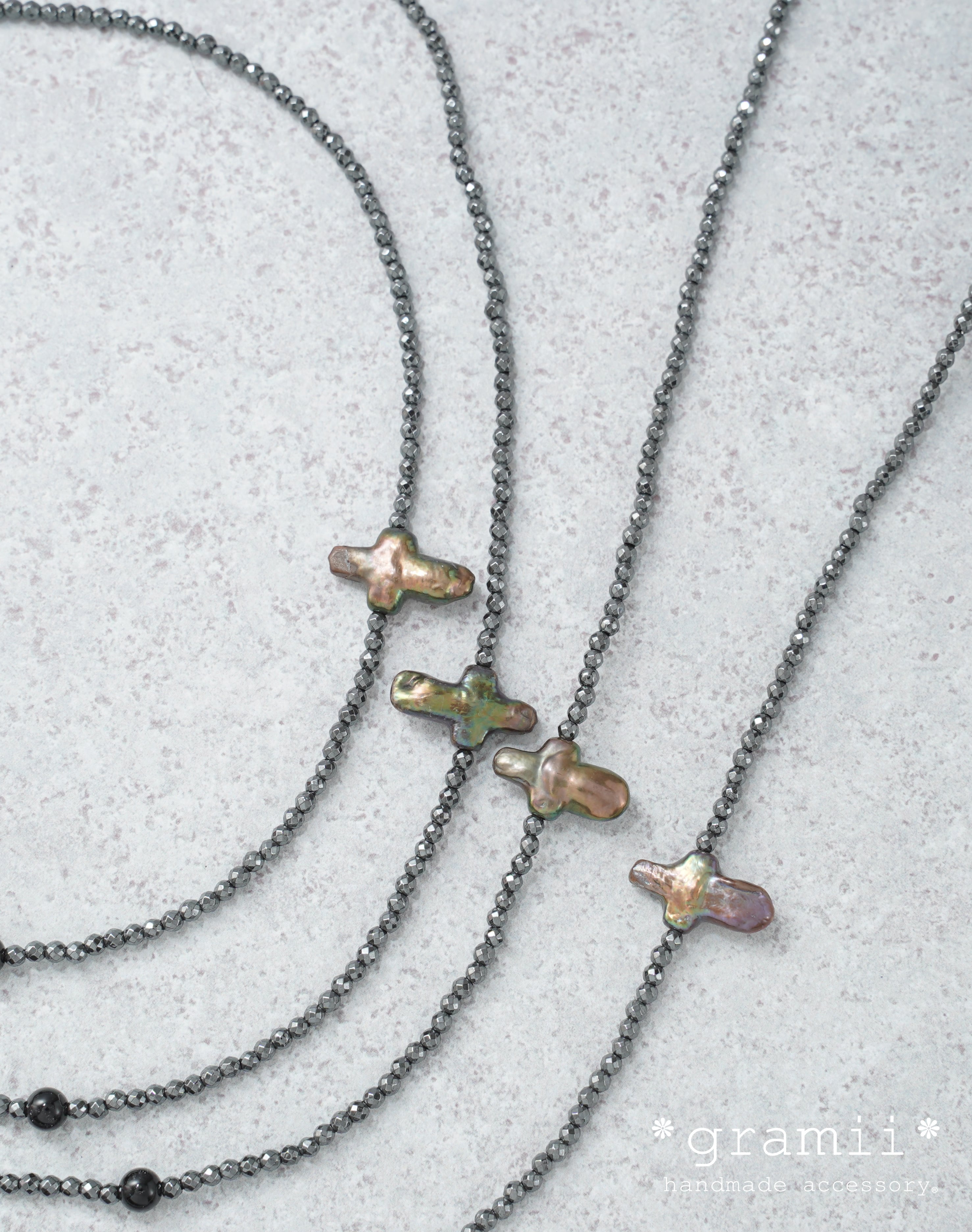 ネックレス　ハンドメイド No.22 原因は自分にある。長野凌大さま衣装協力】 bk & cross pearl necklace