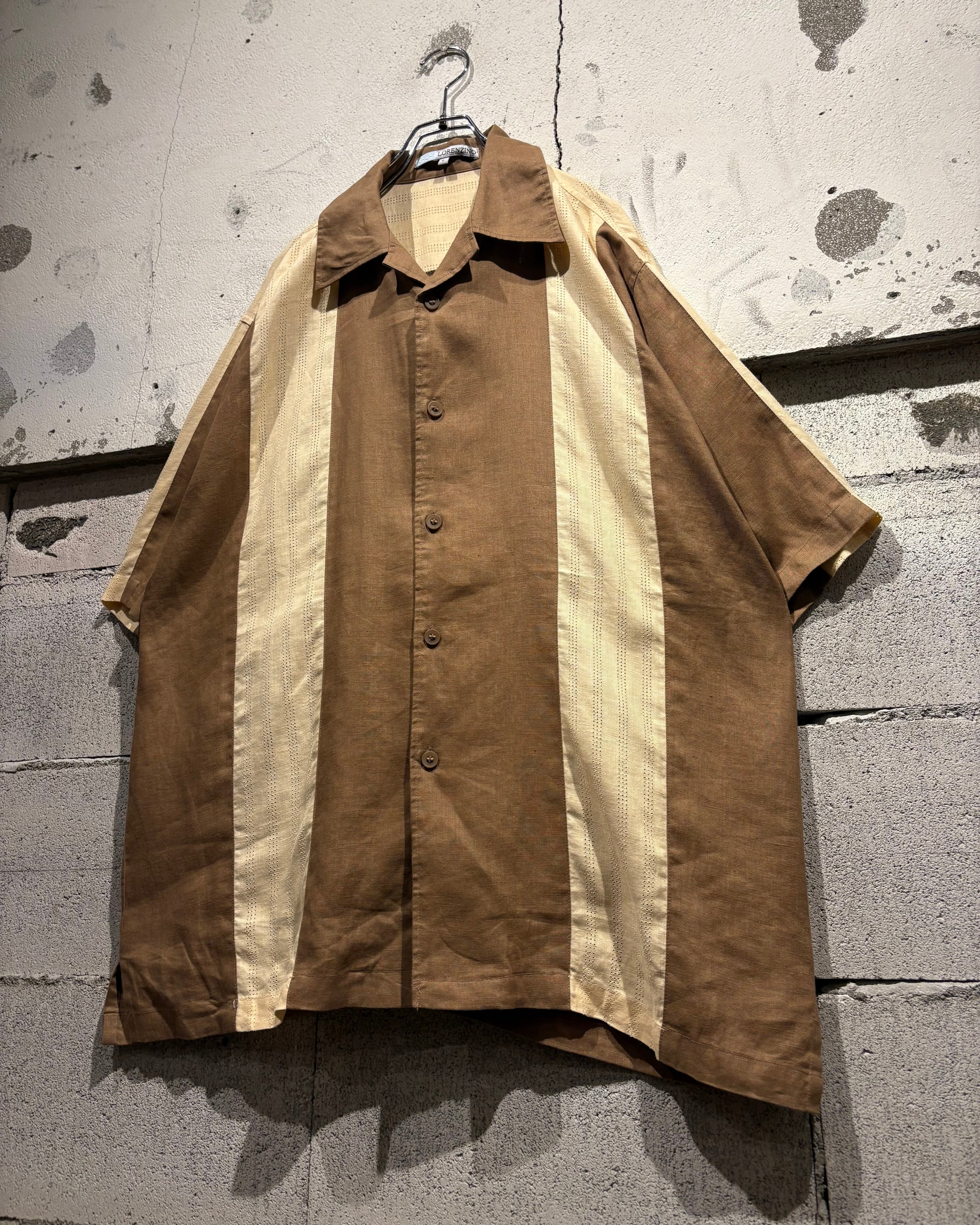 古着助様オーダー Caka otto】Color Switching Vintage Loose S/S Open Collar Linen